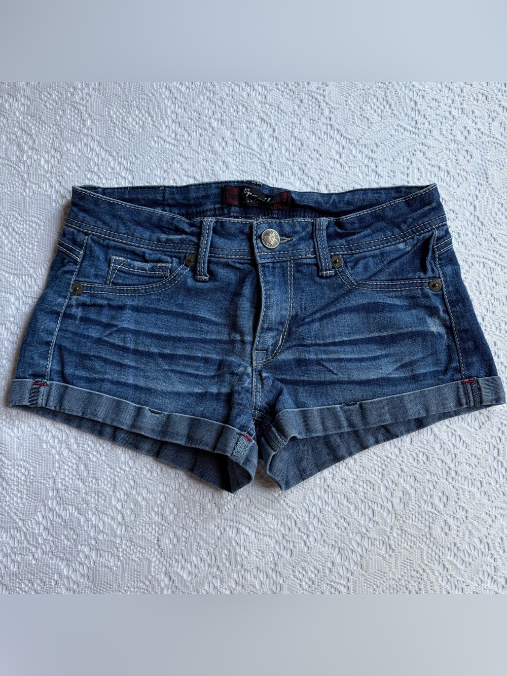 Vintage Y2K Fragile Low Rise Denim Booty Shorts